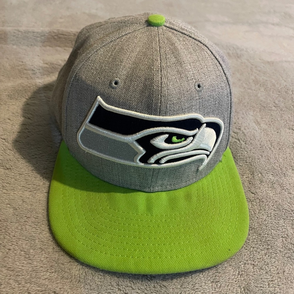 Seattle Seahawks New Era 9FIFTY NFL Snapback Hat Grey Lime Green OSFM Cap